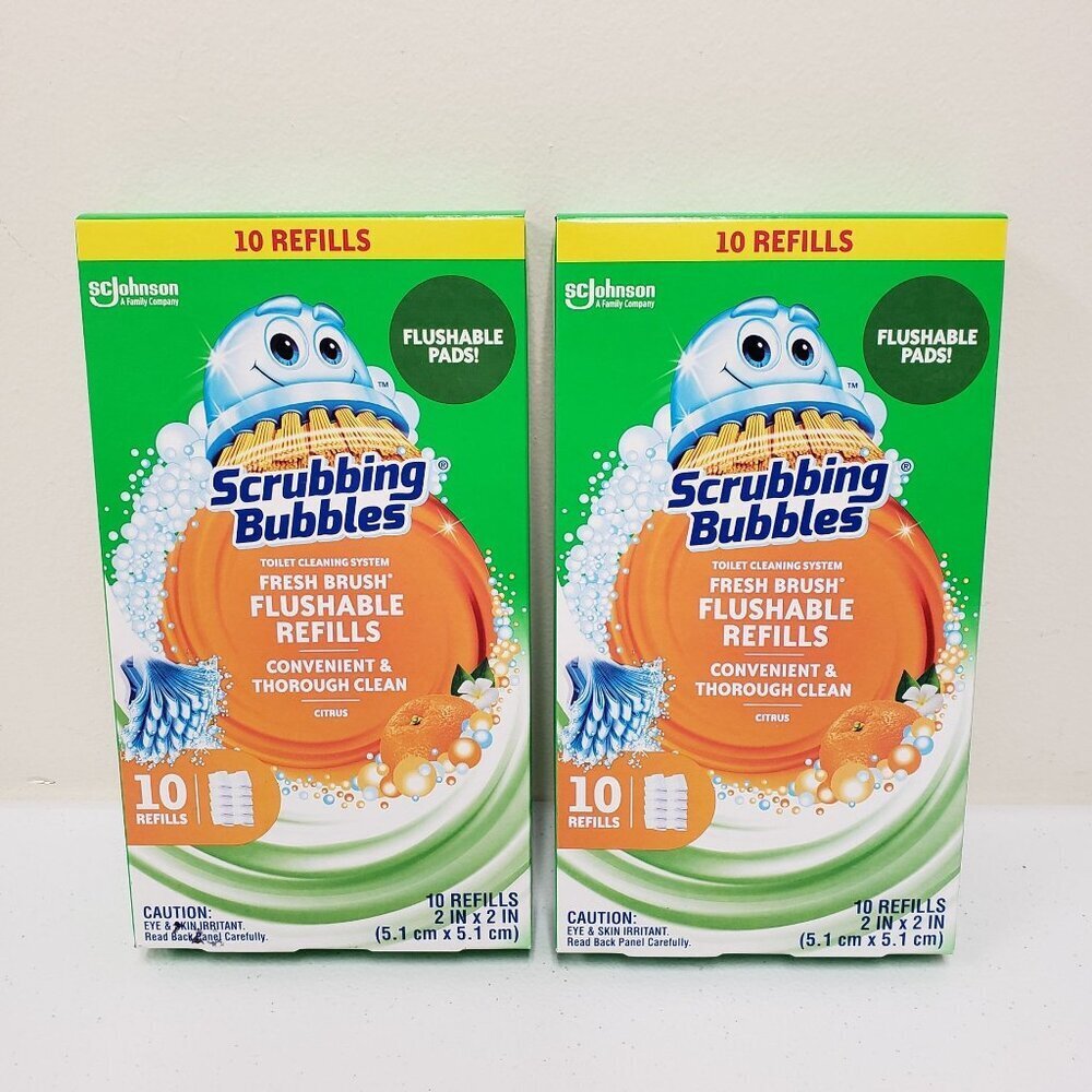 Scrubbing Bubbles Fresh Brush Flushable Refills Citrus Scent Lot of 2 Boxes